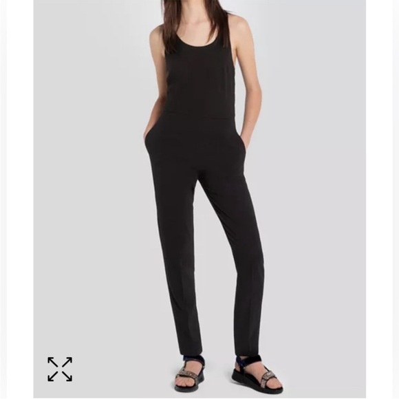 SANDRO Paris Priscilla Jumpsuit in Black Twist Back Chiffon Size US 2 - Picture 3 of 11